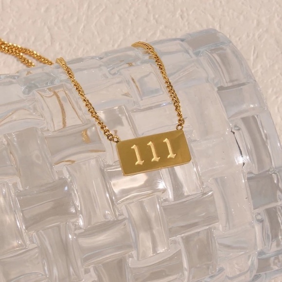 NEW SQUARE ANGEL NUMBER 18K GOLD NECKLACE, NICE NECKLACE, CUTE NECKLACE - Picture 5 of 7